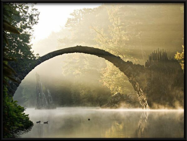 Rivier in de mist-poster - Afbeelding 2