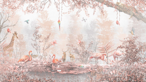 Fotobehang Paradijstuin met dieren
