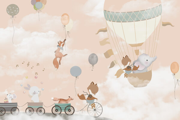 Fotobehang Olifant in een ballon