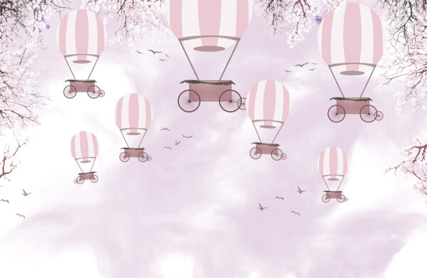 Fotobehang Ballonnen in roze