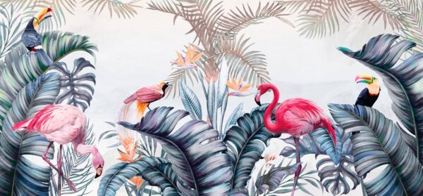 Fotobehang Exotische vogels tussen wijnranken - Afbeelding 22