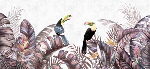 Fotobehang Exotische vogels tussen wijnranken - Afbeelding 23