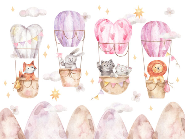 Fotobehang Dieren die in ballonnen reizen