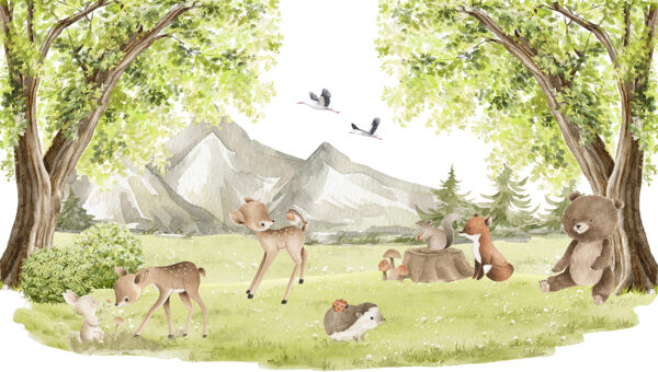 Fotobehang Dieren op de picknick