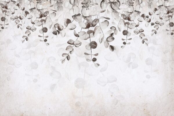 Fotobehang Klimop in grijs