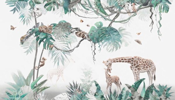 Fotobehang Illustratie van wilde dieren