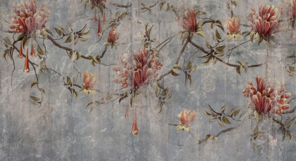 Fotobehang Beschadigd bloemenmotief