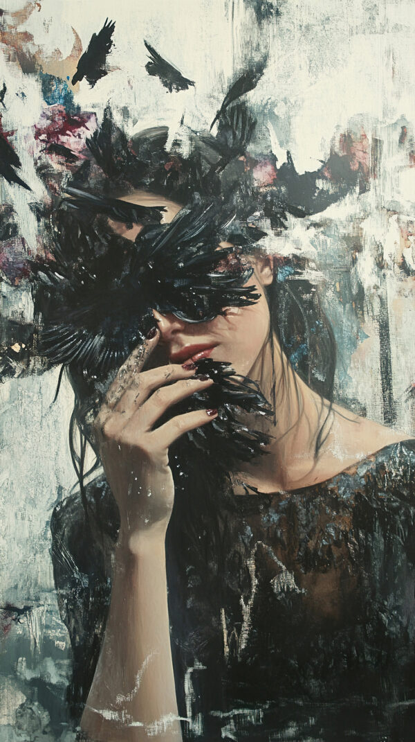 Fotobehang Zwarte vleugels van mysterie