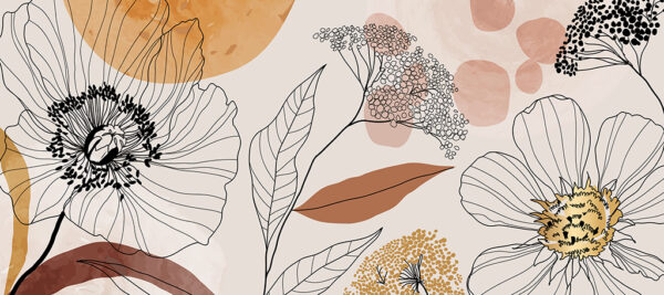 Fotobehang Bloemcontouren