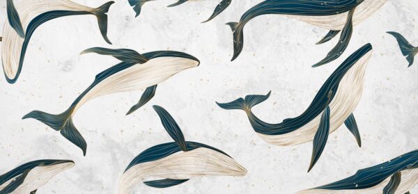 Fotobehang School van walvissen