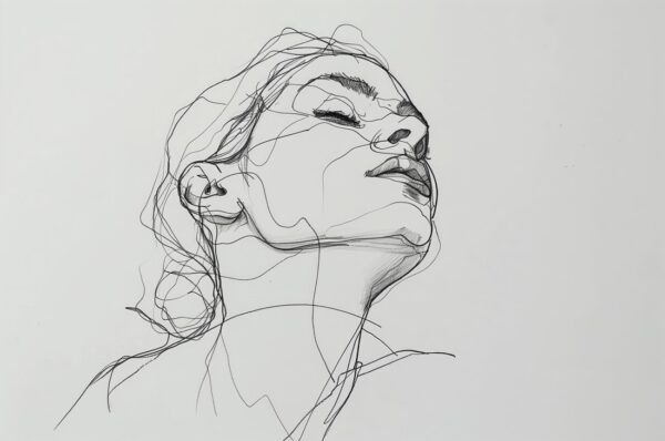 Fotobehang Lijntekening van een vrouwengezicht