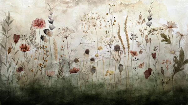 Fotobehang Bloemenweide