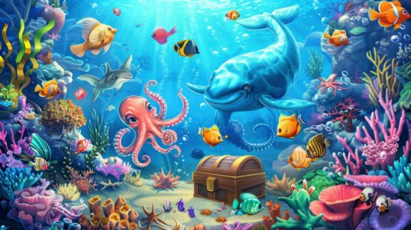 Fotobehang Onderwateravontuur met zeebewoners