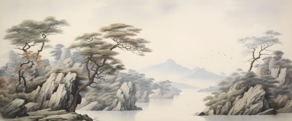 Fotobehang De rust van de mistige heuvels