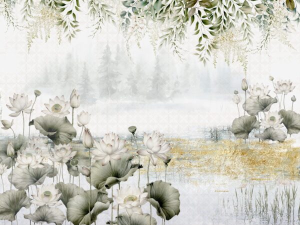 Fotobehang Lotusvijver