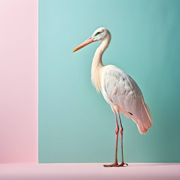 Fotobehang Pastelkleurige kraanvogel van elegantie