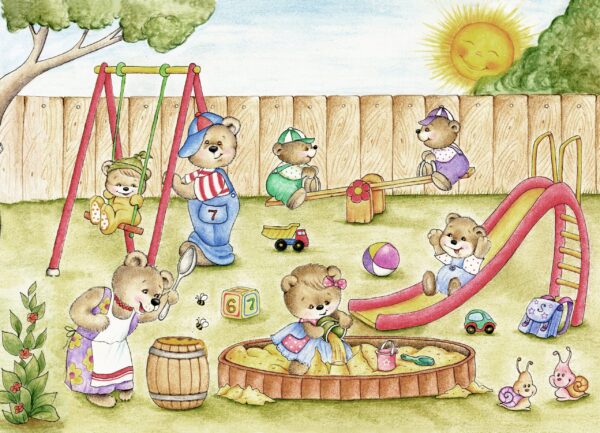 Fotobehang Teddybeer Speeltuin