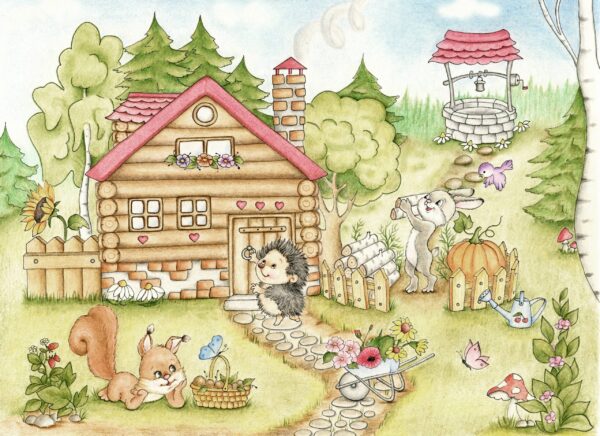 Fotobehang Huis tussen de bomen