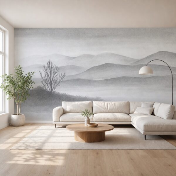 fotobehang mistige kalmte aan de muur in de woonkamer