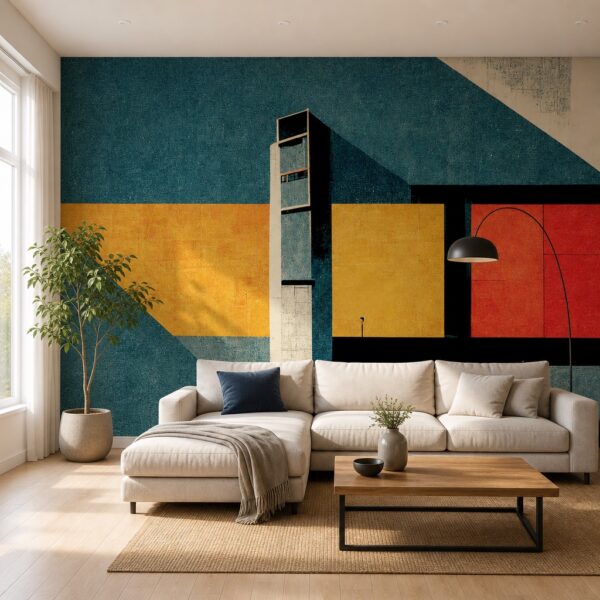 fotobehang dappere abstractie aan de muur in de woonkamer