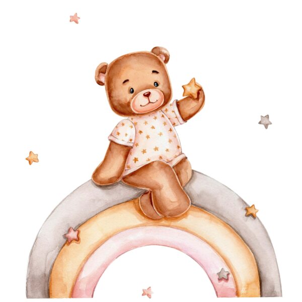 Fotobehang De Regenboogwereld van Teddybeer