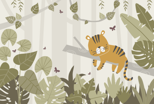 Fotobehang Kleine tijger in het groene bos