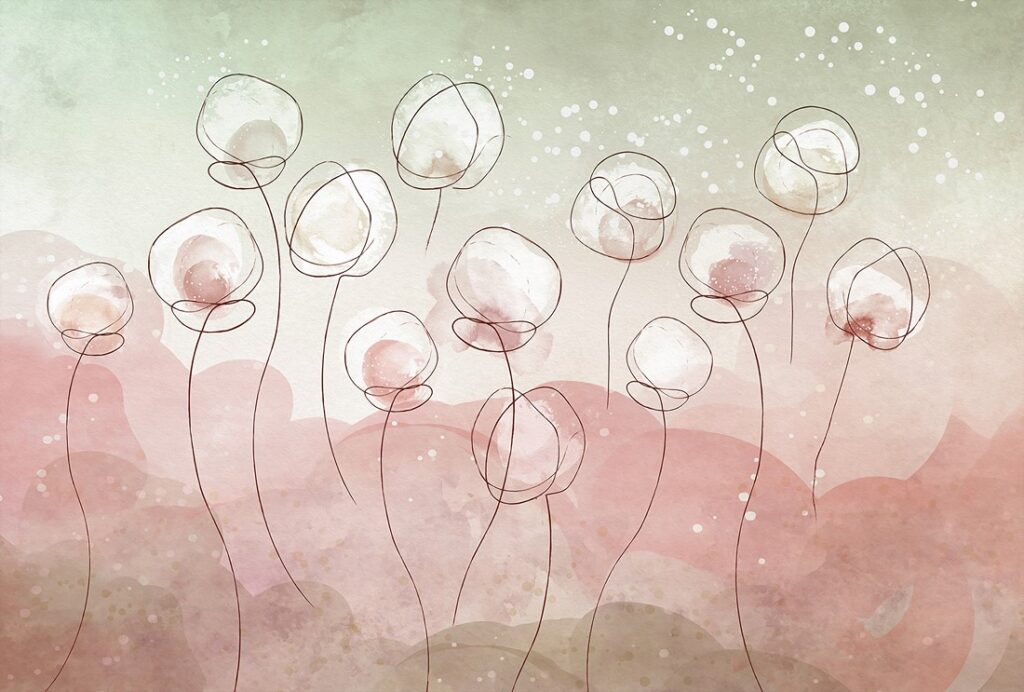 Fotobehang Bloemen in vloeiende lijnen