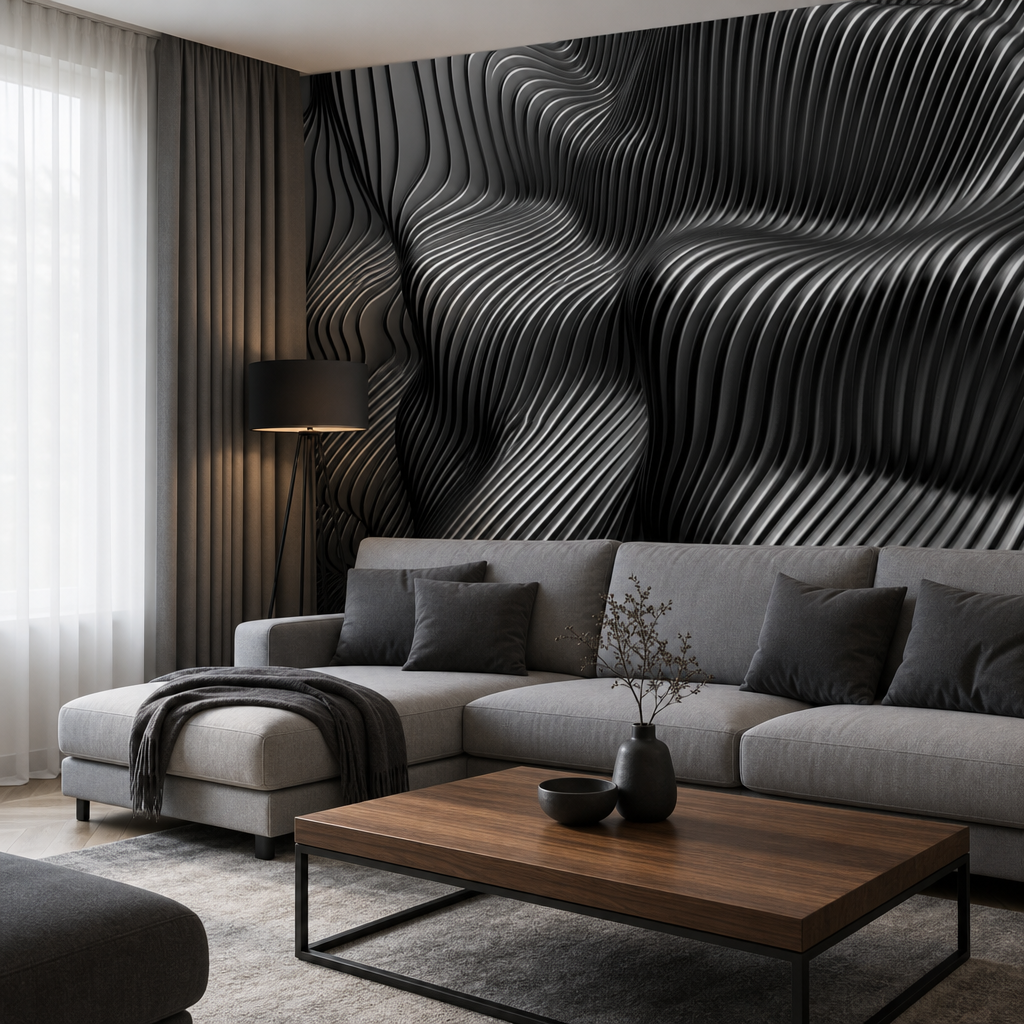 Fotobehang Black Waves - Afbeelding 2
