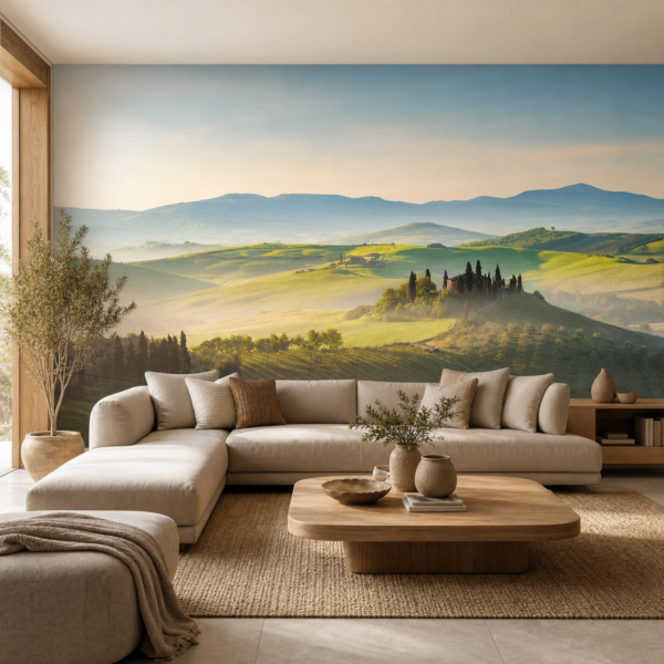 fotobehang Fotobehang Toscane, Italië aan de muur in de woonkamer