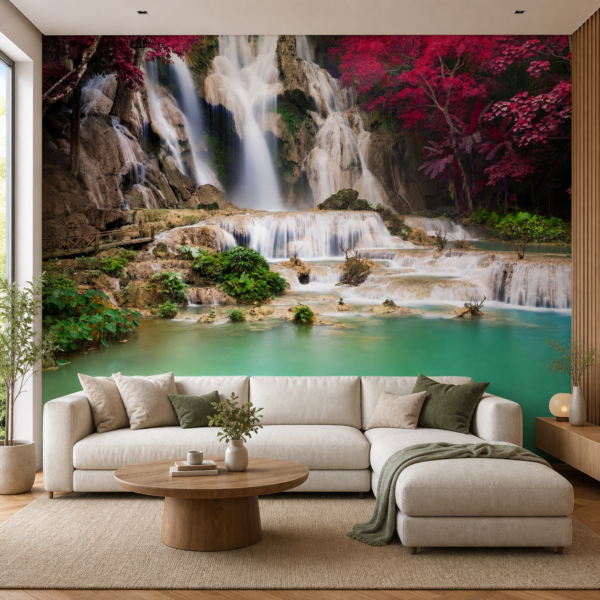fotobehang Fotobehang Mozaïektegels — patroon 3 aan de muur in de woonkamer
