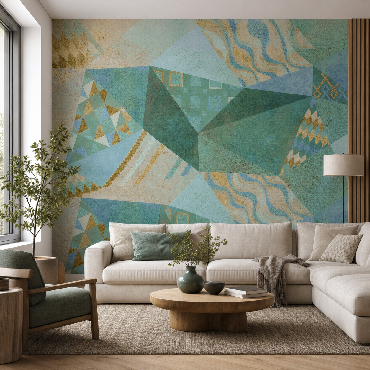 fotobehang Fotobehang Abstract Patroon aan de muur in de woonkamer