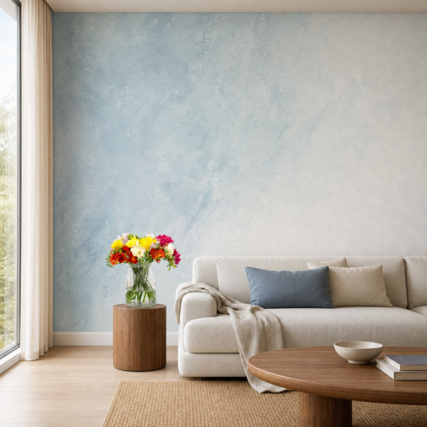 fotobehang Fotobehang Bright Flowers — patroon 1740 aan de muur in de woonkamer