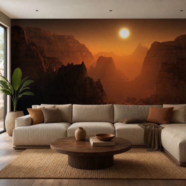 fotobehang Fotobehang Mars aan de muur in de woonkamer