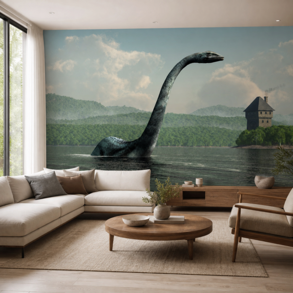 fotobehang Fotobehang Dinosaurus — patroon 3 aan de muur in de woonkamer