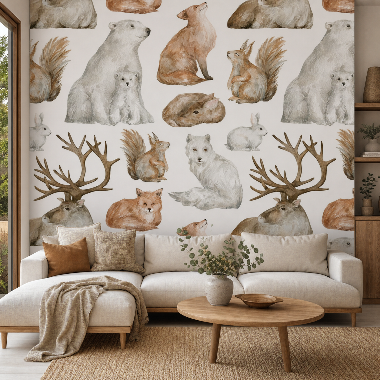 fotobehang Fotobehang Winter Natuur aan de muur in de woonkamer