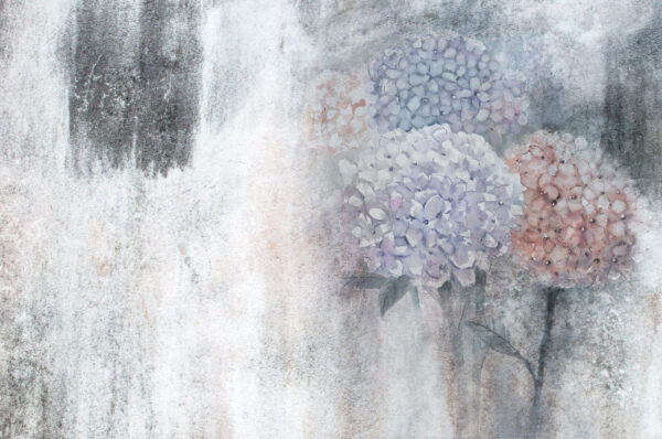 Fotobehang Hortensia's in de artistieke mist