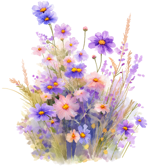Fotobehang Paars boeket wilde bloemen