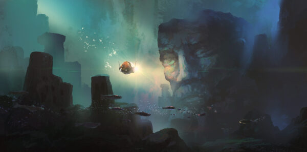 Fotobehang Bathyscaphe in de onderwatercanyon