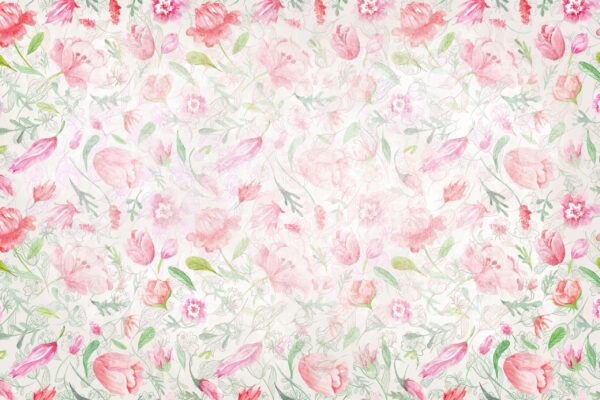 Fotobehang Verspreide roze bloemen