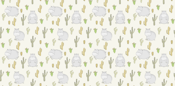 Fotobehang Nijlpaarden tussen de cactussen