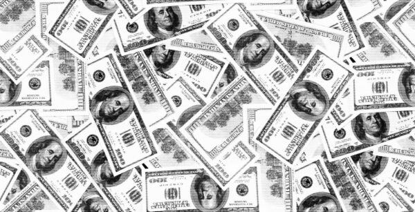 Fotobehang Verspreide dollars
