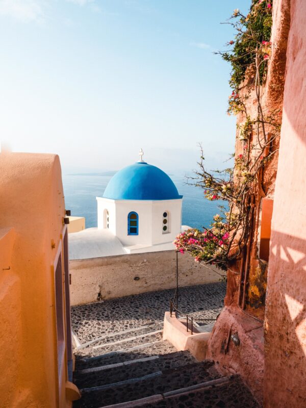 Fotobehang Zonnig Santorini