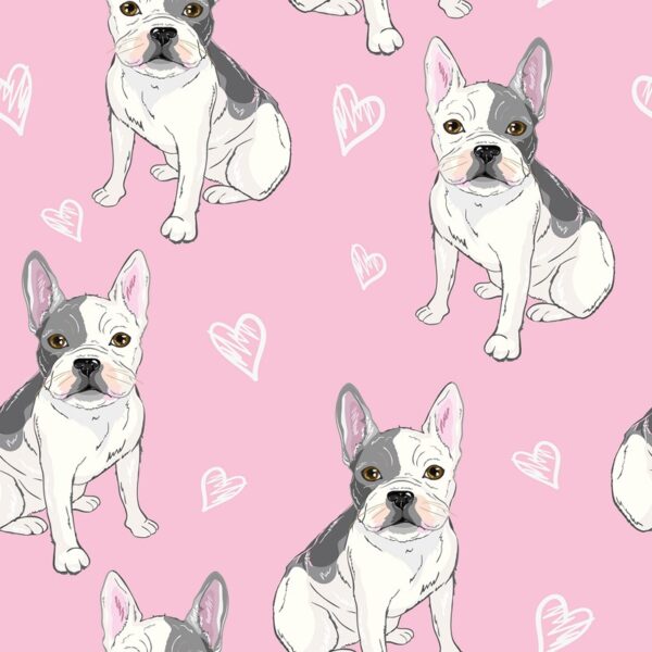 Fotobehang Bulldog in roze