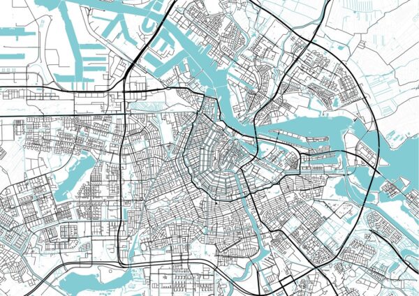 Fotobehang Stadsplattegrond van Amsterdam