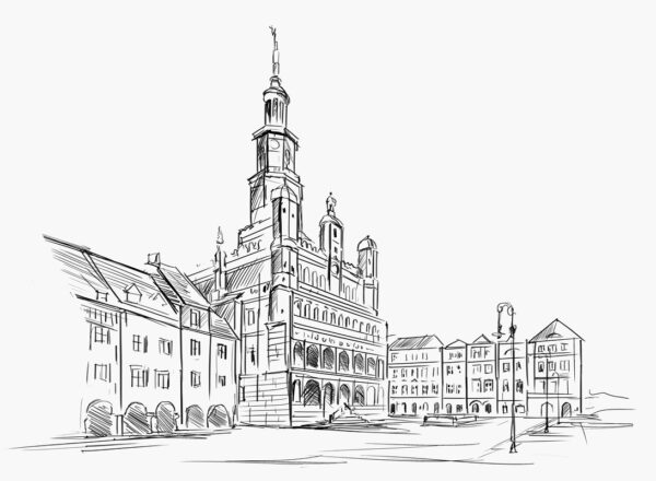 Fotobehang Oude stad van Poznań
