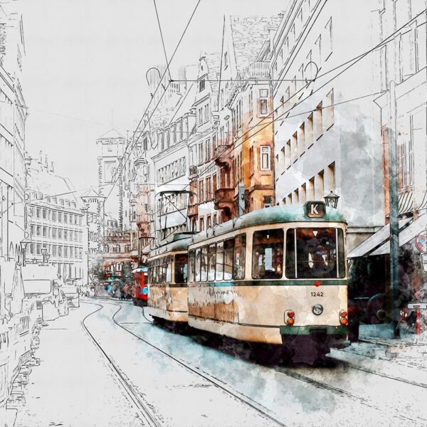 Fotobehang Retro tram