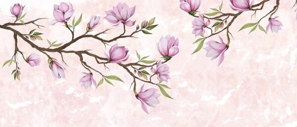 Fotobehang Bloeiende magnoliatakken