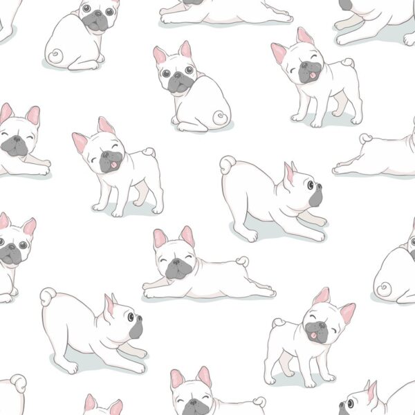 Fotobehang Yoga met bulldogs