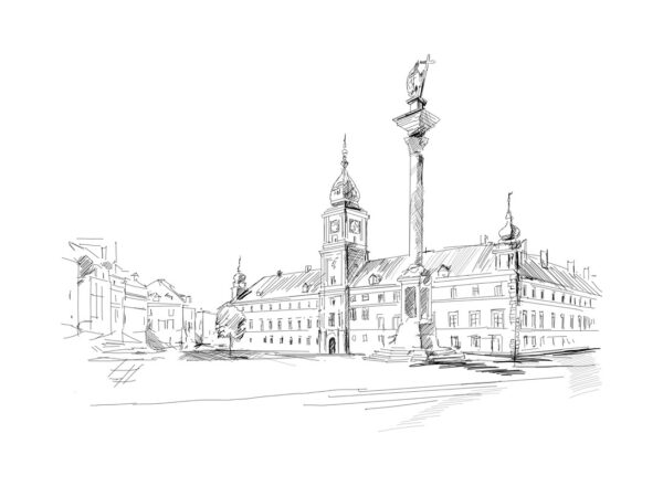 Fotobehang Warschau in schets