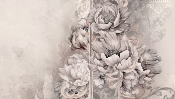 Fotobehang Geschilderde pioenbloemen